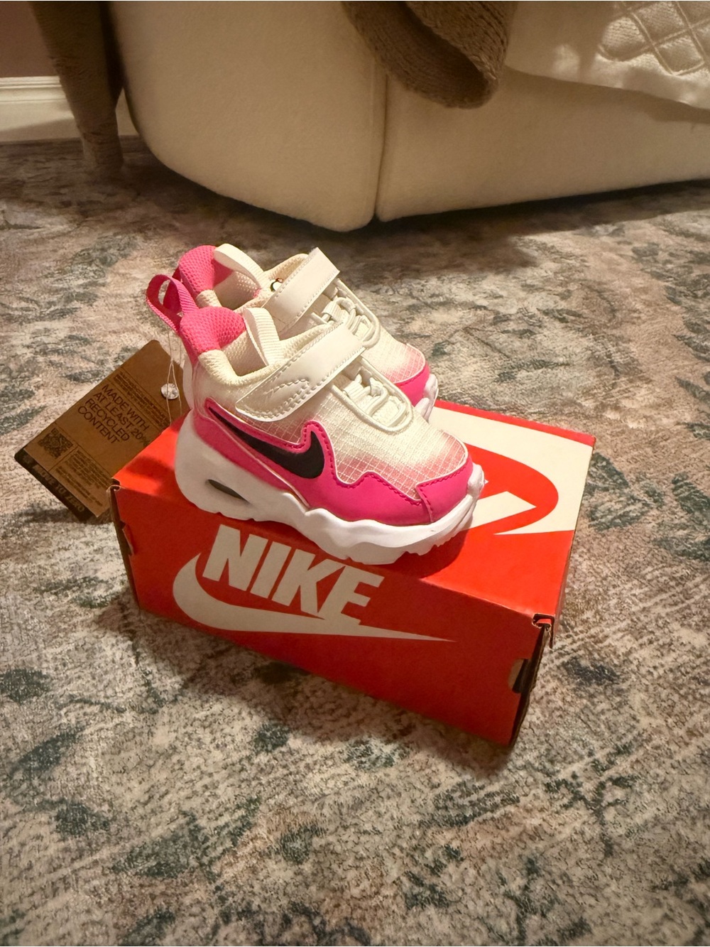 Nike Toddler Pink, White and Black Velcro Sneakers